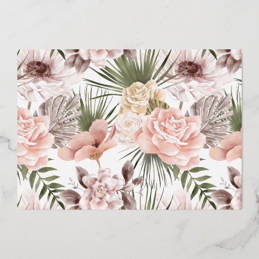 Moderne Bohemen Waterverf Florals Afstuderen Foto Folie Uitnodiging (Achterkant)