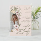 Moderne Bohemen Waterverf Florals Afstuderen Foto Kaart (Staand voorkant)