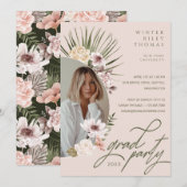 Moderne Bohemen Waterverf Florals Afstuderen Foto Kaart (Voorkant / Achterkant)