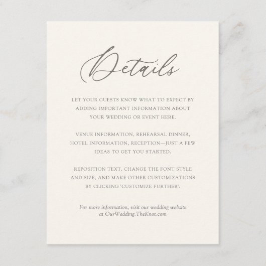 Moderne Bohemiaanse bruiloft - Beetgegevens Informatiekaartje (Voorkant)