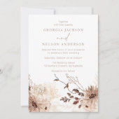 Moderne Bohemian Beige Bloemenbruiloft Kaart (Voorkant)