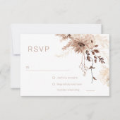Moderne Bohemian Beige Bloemenbruiloft RSVP Kaartje (Voorkant)