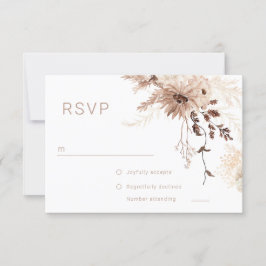 Moderne Bohemian Beige Bloemenbruiloft RSVP Kaartje