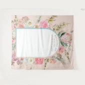 Moderne Bohemian Blush Bloemen Bruiloft Wandtapijt Wandkleed (Voorkant (horizontaal))