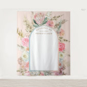 Moderne Bohemian Blush Bloemen Bruiloft Wandtapijt Wandkleed (Voorkant)