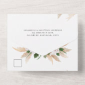 Moderne bohemian pampas gras botanische bruiloft all in one uitnodiging (Achterkant)