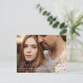 Moderne bohemian pampas gras orchidee bruiloft fot aankondigingskaart (Staand voorkant)