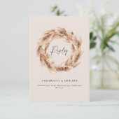 Moderne bohemian rustieke pampas gras bruiloft RSV RSVP Kaartje (Staand voorkant)