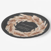 Moderne bohemische bruiloft met natuurlijke pampas papieren bordje (Gekanteld)