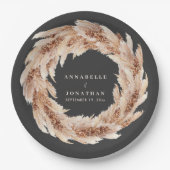 Moderne bohemische bruiloft met natuurlijke pampas papieren bordje (Voorkant)