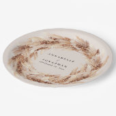 Moderne bohemische bruiloft met natuurlijke pampas papieren bordje (Gekanteld)