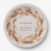 Moderne bohemische bruiloft met natuurlijke pampas papieren bordje (Voorkant)