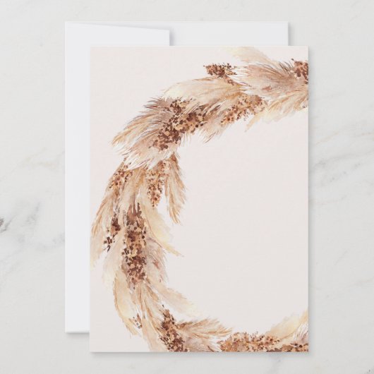 Moderne bohemische bruiloft met natuurlijke pampas save the date (Achterkant)