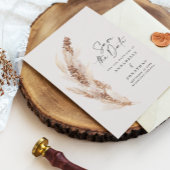 Moderne bohemische bruiloft met natuurlijke pampas save the date