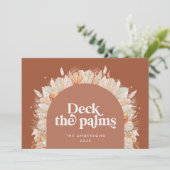 Moderne, bohemische, gedroogde botanische palm Ker Feestdagenkaart (Staand voorkant)