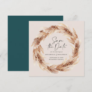 Moderne bohemische natuurlijke pampasgras bruiloft kaart