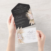 Moderne bohemische pampagode botanische bruiloft all in one uitnodiging (Afscheurbaar)