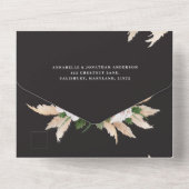 Moderne bohemische pampagode botanische bruiloft all in one uitnodiging (Achterkant)