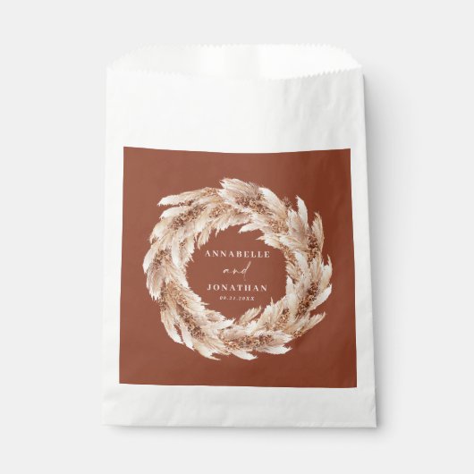 moderne bohemische pampas bodemroest blauwgroen va bedankzakje (Voorkant)