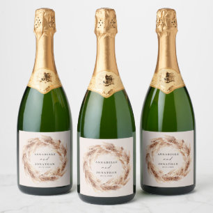 moderne bohemische pampas gras botanische elegant sparkling wijnetiket