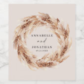 moderne bohemische pampas gras botanische elegant wijn etiket (Enkel label)