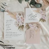 Moderne bohemische papegaaien voor orchidee bruilo aankondigingskaart