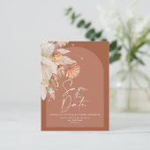 Moderne bohemische terracotta pampas aankondigingskaart (Staand voorkant)