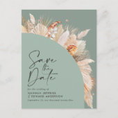 Moderne bohemische terracotta pampas gras groen aankondigingskaart (Voorkant)