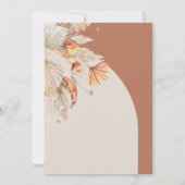 Moderne bohemische terracotta pampas save the date (Achterkant)