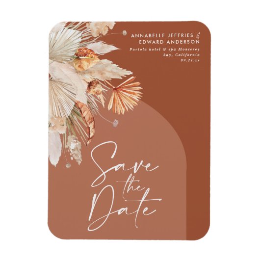 Moderne bohemische terracotta pampas, stijlvol magneet (Verticaal)