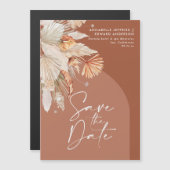 Moderne bohemische terracotta pampas, stijlvol magnetische uitnodiging (Voorkant / Achterkant)