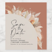 Moderne bohemische terracotta pampas wijn etiket (Enkel label)