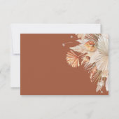 Moderne bohemische terracotta pampasgras bruiloft  RSVP kaartje (Achterkant)