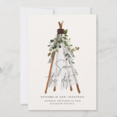 Moderne bohemische theepebotanische achtertuin save the date (Voorkant)