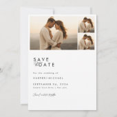 Moderne Boho 4 Fotocollage bruiloft Bewaar de datu Kaart (Achterkant)