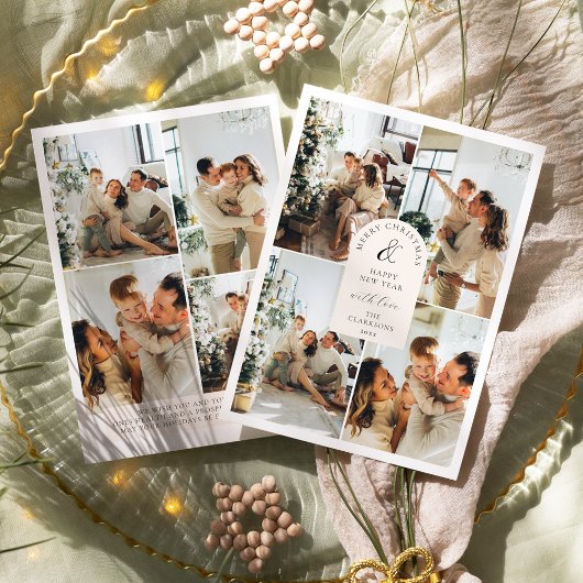 Moderne Boho 8 Foto Kerstmis Nieuwjaar Kaart