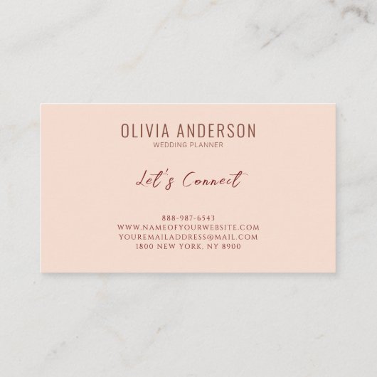 Moderne Boho aardachtige terracotta bloemboog unie Visitekaartje (Achterkant)