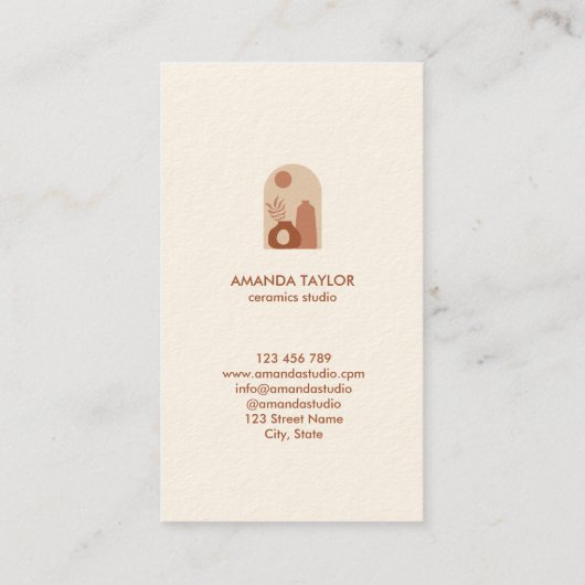 Moderne Boho aardewerk interieur design home decor Visitekaartje (Achterkant)