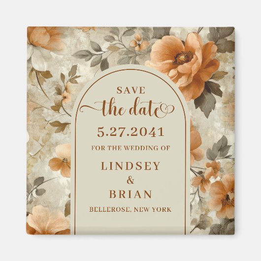 Moderne Boho Aardse Ivoor Salie Bloemige Save the Magneet (Voorkant)