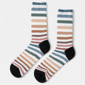 Moderne Boho Aardtinten Gestreepte Sokken (Links)