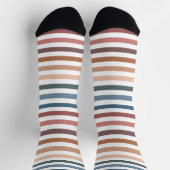 Moderne Boho Aardtinten Gestreepte Sokken (Top)
