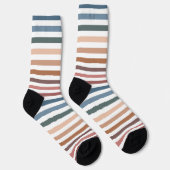 Moderne Boho Aardtinten Gestreepte Sokken (Rechts)