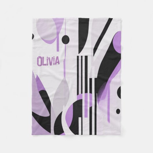 Moderne Boho Abstract Paars Fleece Deken (Voorkant)