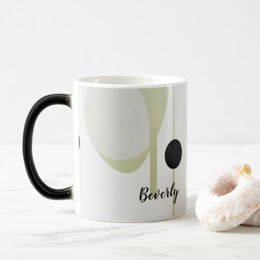 Moderne Boho Abstract Salie Magische Mok (Met donut)