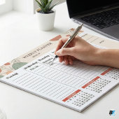 Moderne Boho Abstracte Botanische Weekplanner Notitieblok