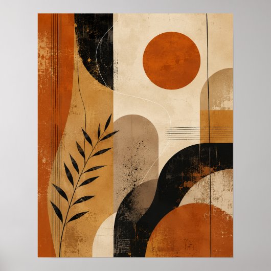 Moderne Boho Abstracte Geometrische Wandkunst – Wa Poster (Voorkant)