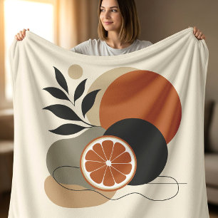 Moderne Boho Abstracte Kunst Oranje en Terracotta Fleece Deken