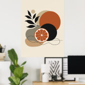 Moderne Boho Abstracte Kunst Oranje en Terracotta Poster (Thuiskantoor)