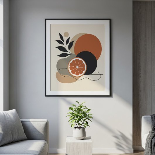 Moderne Boho Abstracte Kunst Oranje en Terracotta Poster