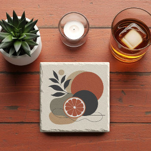 Moderne Boho Abstracte Kunst Oranje en Terracotta  Stenen Onderzetter
